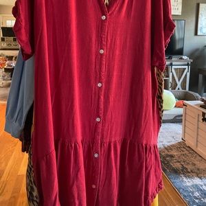 Red/Leopard tunic